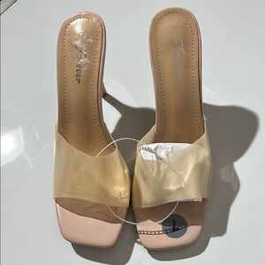 Chic Nude Heels with Transparent Strap